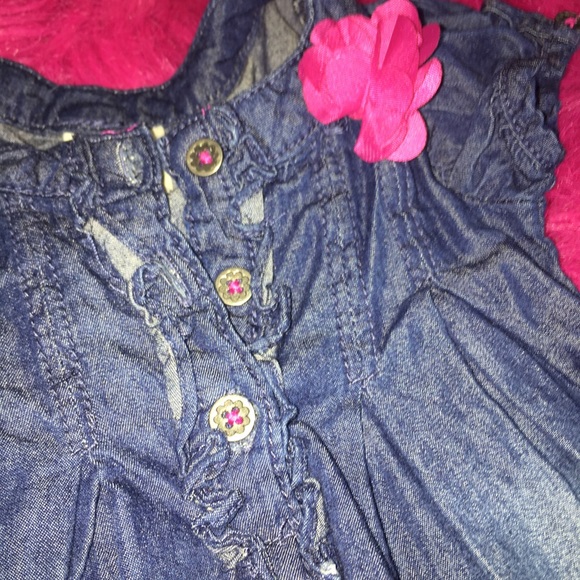 Denim dress with pink flower - Picture 2 of 3